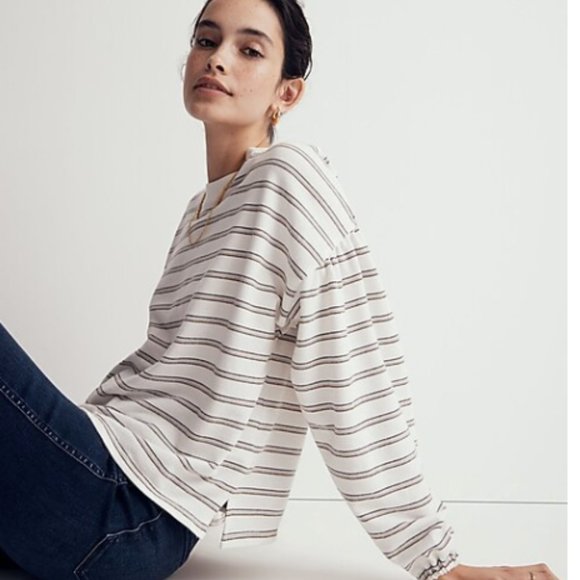 Striped White and Black Women's Top - Picture 6 of 8